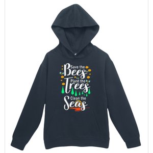 Earth Day Save The Bees Plant More Trees Clean The Seas Funny Urban Pullover Hoodie