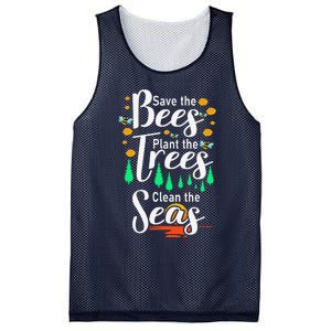 Earth Day Save The Bees Plant More Trees Clean The Seas Funny Mesh Reversible Basketball Jersey Tank