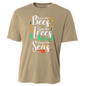 Earth Day Save The Bees Plant More Trees Clean The Seas Funny Cooling Performance Crew T-Shirt