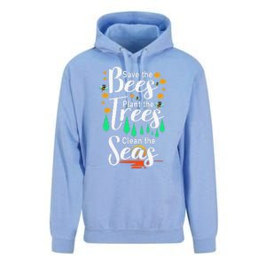 Earth Day Save The Bees Plant More Trees Clean The Seas Funny Unisex Surf Hoodie