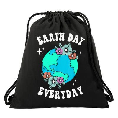 Earth Day Save Our Home Plant More Trees Go Planet Drawstring Bag