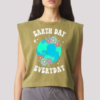 Earth Day Save Our Home Plant More Trees Go Planet Garment-Dyed Women's Muscle Tee