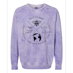 Earth Day Save The Bees Plant More Trees Clean The Seas Gift Colorblast Crewneck Sweatshirt