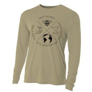 Earth Day Save The Bees Plant More Trees Clean The Seas Gift Cooling Performance Long Sleeve Crew