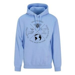 Earth Day Save The Bees Plant More Trees Clean The Seas Gift Unisex Surf Hoodie