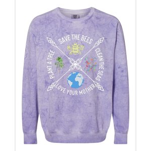 Earth Day Save The Bees Plant More Trees Clean The Seas Colorblast Crewneck Sweatshirt