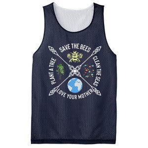 Earth Day Save The Bees Plant More Trees Clean The Seas Mesh Reversible Basketball Jersey Tank