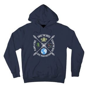 Earth Day Save The Bees Plant More Trees Clean The Seas Tall Hoodie