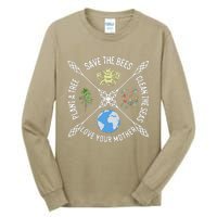 Earth Day Save The Bees Plant More Trees Clean The Seas Tall Long Sleeve T-Shirt