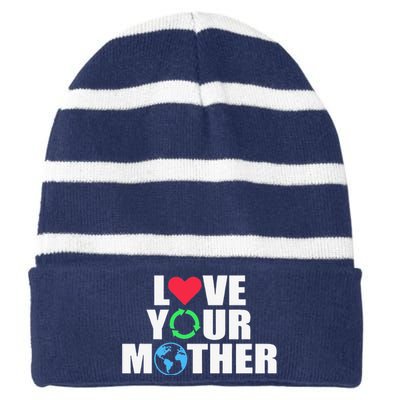 Earth Day Save The Planet Mother Earth Love Long Sleeve Striped Beanie with Solid Band