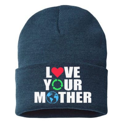 Earth Day Save The Planet Mother Earth Love Long Sleeve Sustainable Knit Beanie