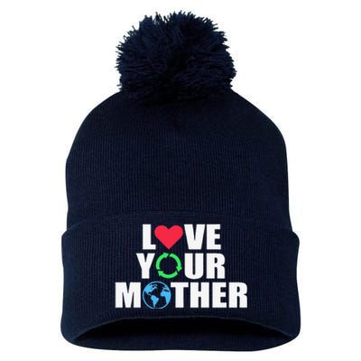 Earth Day Save The Planet Mother Earth Love Long Sleeve Pom Pom 12in Knit Beanie