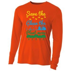 Earth Day Save The Bees Clean The Seas Plant More Trees Gift Cooling Performance Long Sleeve Crew