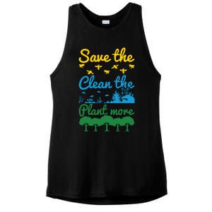 Earth Day Save The Bees Clean The Seas Plant More Trees Gift Ladies PosiCharge Tri-Blend Wicking Tank