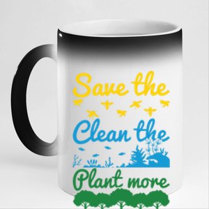 Earth Day Save The Bees Clean The Seas Plant More Trees Gift 11oz Black Color Changing Mug