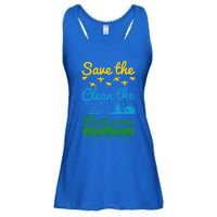 Earth Day Save The Bees Clean The Seas Plant More Trees Gift Ladies Essential Flowy Tank