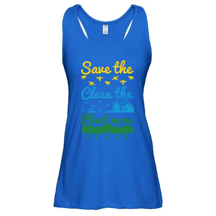 Earth Day Save The Bees Clean The Seas Plant More Trees Gift Ladies Essential Flowy Tank