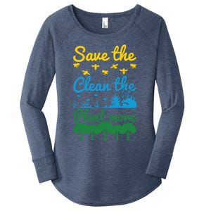 Earth Day Save The Bees Clean The Seas Plant More Trees Gift Women's Perfect Tri Tunic Long Sleeve Shirt