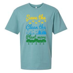 Earth Day Save The Bees Clean The Seas Plant More Trees Gift Sueded Cloud Jersey T-Shirt