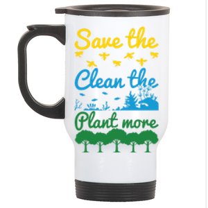 Earth Day Save The Bees Clean The Seas Plant More Trees Gift Stainless Steel Travel Mug