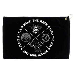 Earth Day Save The Bees Plant Trees Clean The Seas Meaningful Gift Grommeted Golf Towel