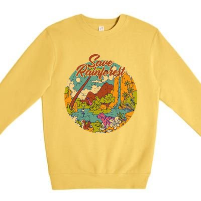 Earth Day Save The Rainforest Jungle Vintage Gift Premium Crewneck Sweatshirt