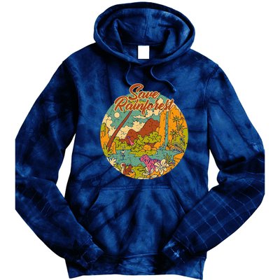 Earth Day Save The Rainforest Jungle Vintage Gift Tie Dye Hoodie