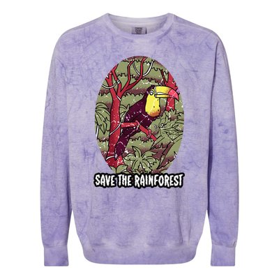 Earth Day Save The Rainforest Jungle Vintage Colorblast Crewneck Sweatshirt