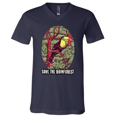 Earth Day Save The Rainforest Jungle Vintage V-Neck T-Shirt