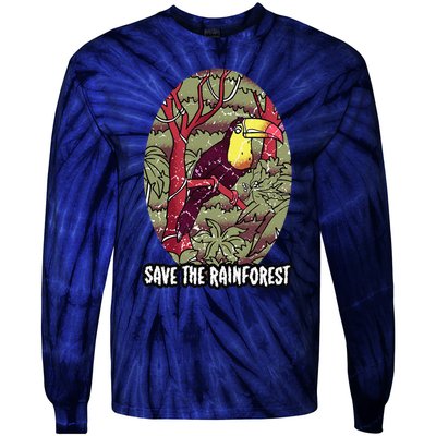 Earth Day Save The Rainforest Jungle Vintage Tie-Dye Long Sleeve Shirt