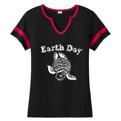 Earth Day Sea Turtle Animal Nature Conservation Activist Gift Ladies Halftime Notch Neck Tee