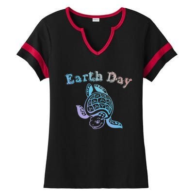 Earth Day Sea Turtle Animal Nature Conservation Activist Cool Gift Ladies Halftime Notch Neck Tee