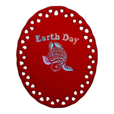 Earth Day Sea Turtle Animal Nature Conservation Activist Cool Gift Ceramic Oval Ornament