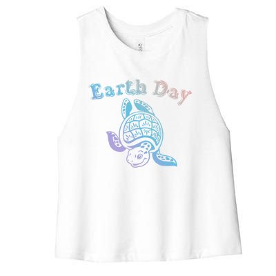 Earth Day Sea Turtle Animal Nature Conservation Activist Cool Gift Women's Racerback Cropped Tank