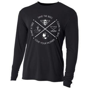 Earth Day Save The Bees Plant More Trees Clean The Seas Cooling Performance Long Sleeve Crew