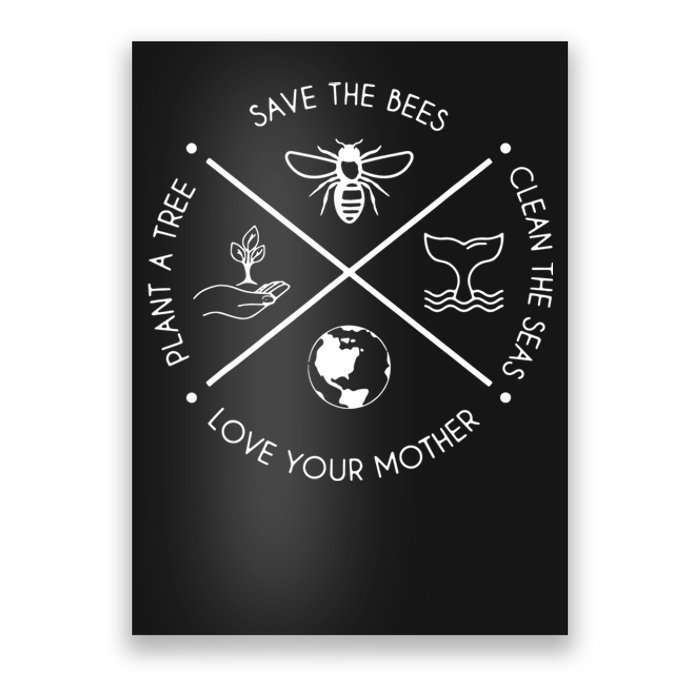 Earth Day Save The Bees Plant More Trees Clean The Seas Poster