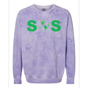 Earth Day SOS ProScience Save The Planet Sustainability Colorblast Crewneck Sweatshirt