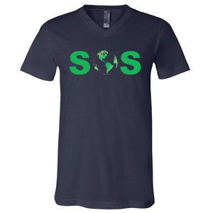 Earth Day SOS ProScience Save The Planet Sustainability V-Neck T-Shirt