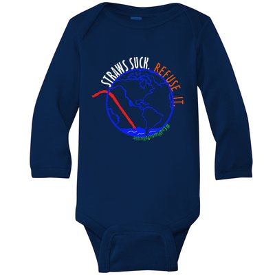 Earth Day Straws Suck End Plastic Pollution Baby Long Sleeve Bodysuit