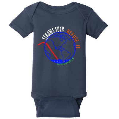 Earth Day Straws Suck End Plastic Pollution Baby Bodysuit