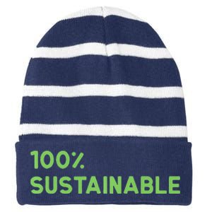 Earth Day Sustainable Recyclable Mother Earths Striped Beanie with Solid Band