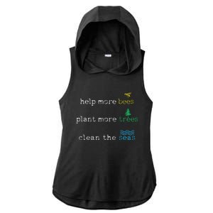 Earth Day Save The Bees Seas And Plant Trees Ladies PosiCharge Tri-Blend Wicking Draft Hoodie Tank