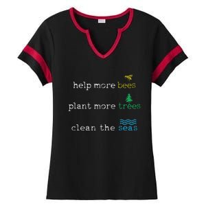 Earth Day Save The Bees Seas And Plant Trees Ladies Halftime Notch Neck Tee