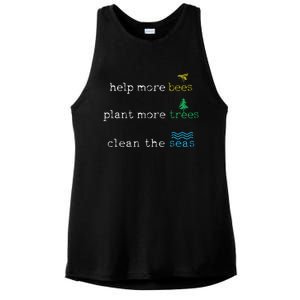 Earth Day Save The Bees Seas And Plant Trees Ladies PosiCharge Tri-Blend Wicking Tank