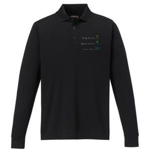 Earth Day Save The Bees Seas And Plant Trees Performance Long Sleeve Polo