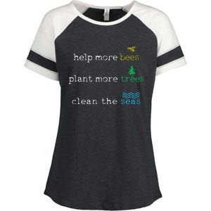 Earth Day Save The Bees Seas And Plant Trees Enza Ladies Jersey Colorblock Tee