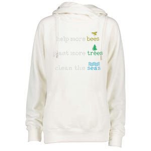 Earth Day Save The Bees Seas And Plant Trees Womens Funnel Neck Pullover Hood