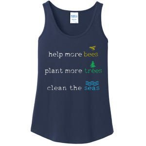 Earth Day Save The Bees Seas And Plant Trees Ladies Essential Tank