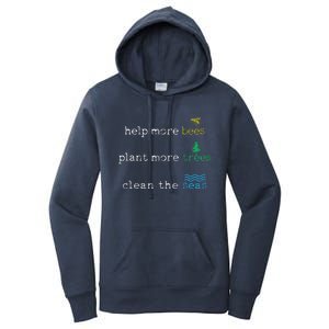 Earth Day Save The Bees Seas And Plant Trees Women's Pullover Hoodie