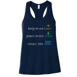 Earth Day Save The Bees Seas And Plant Trees Women's Racerback Tank